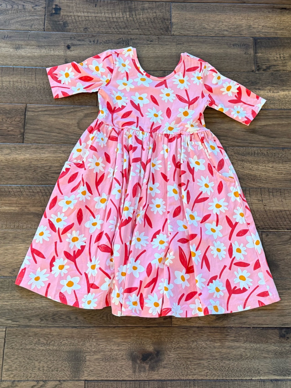 Hanna Andersson Pink Floral Daisy Dress, Size 10